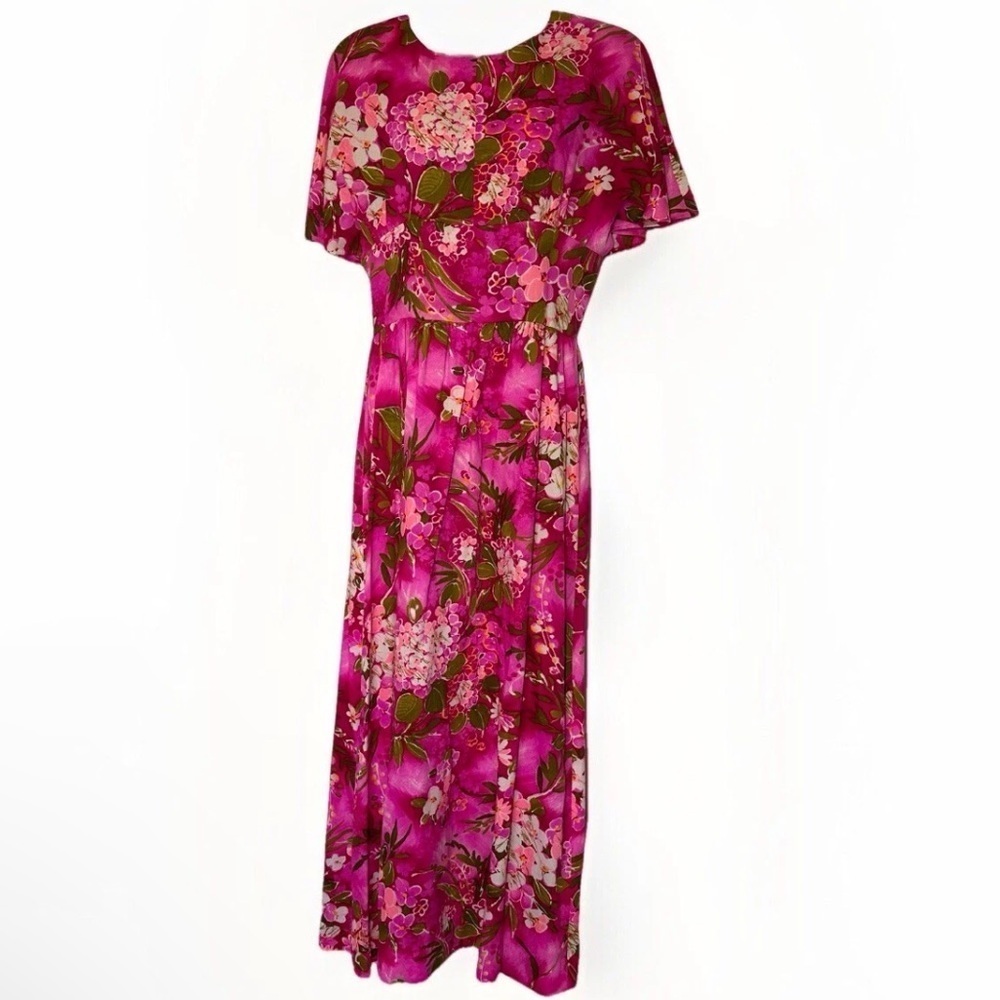 New Women's Dress S Pink Floral Maxi Boho Garden Party Barbie Handmade Vacation